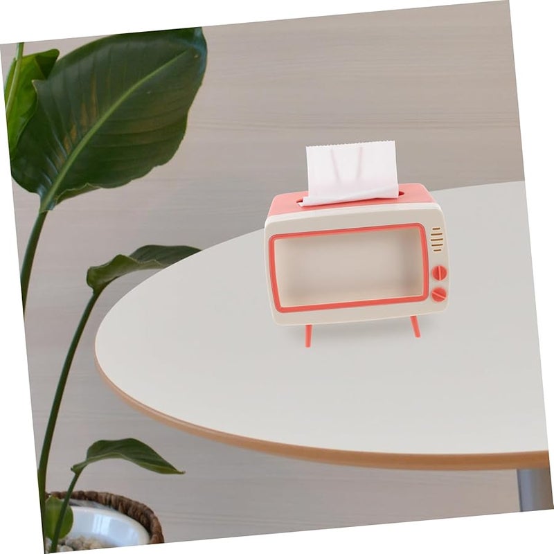 منظم مناديل مكتبي على شكل تلفزيون كلاسيكي للمنزل والمكتب - Image 3